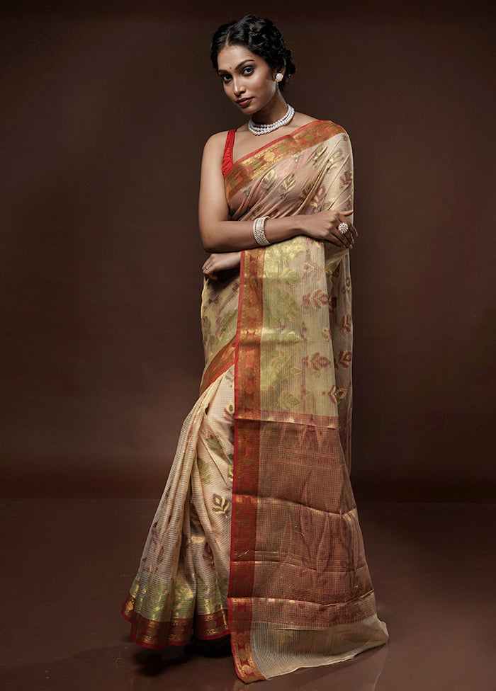 Cream Cotton Saree With Blouse Piece - Indian Silk House Agencies