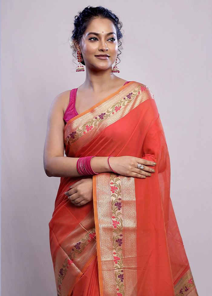 Pink Cotton Saree With Blouse Piece - Indian Silk House Agencies