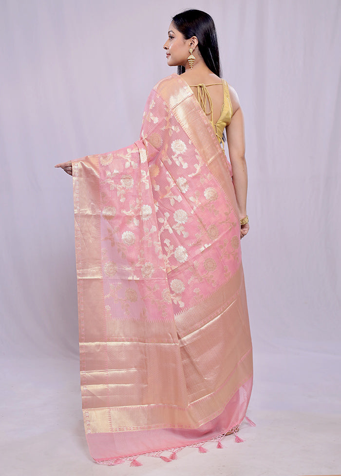 Pink Pure Cotton Saree With Blouse Piece - Indian Silk House Agencies