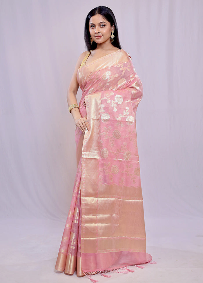 Pink Pure Cotton Saree With Blouse Piece - Indian Silk House Agencies