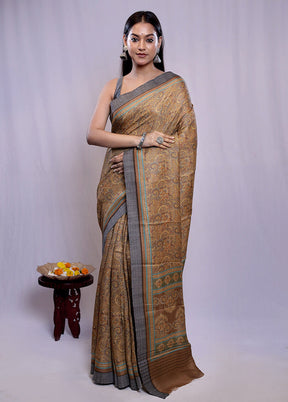 Blue Tussar Silk Saree With Blouse Piece - Indian Silk House Agencies