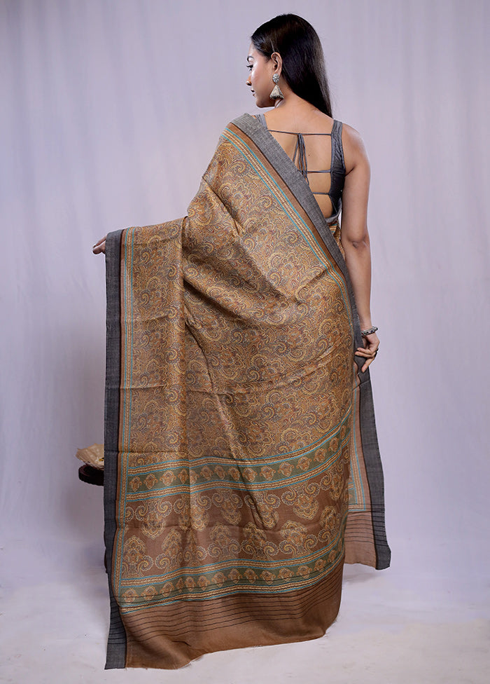 Blue Tussar Silk Saree With Blouse Piece - Indian Silk House Agencies