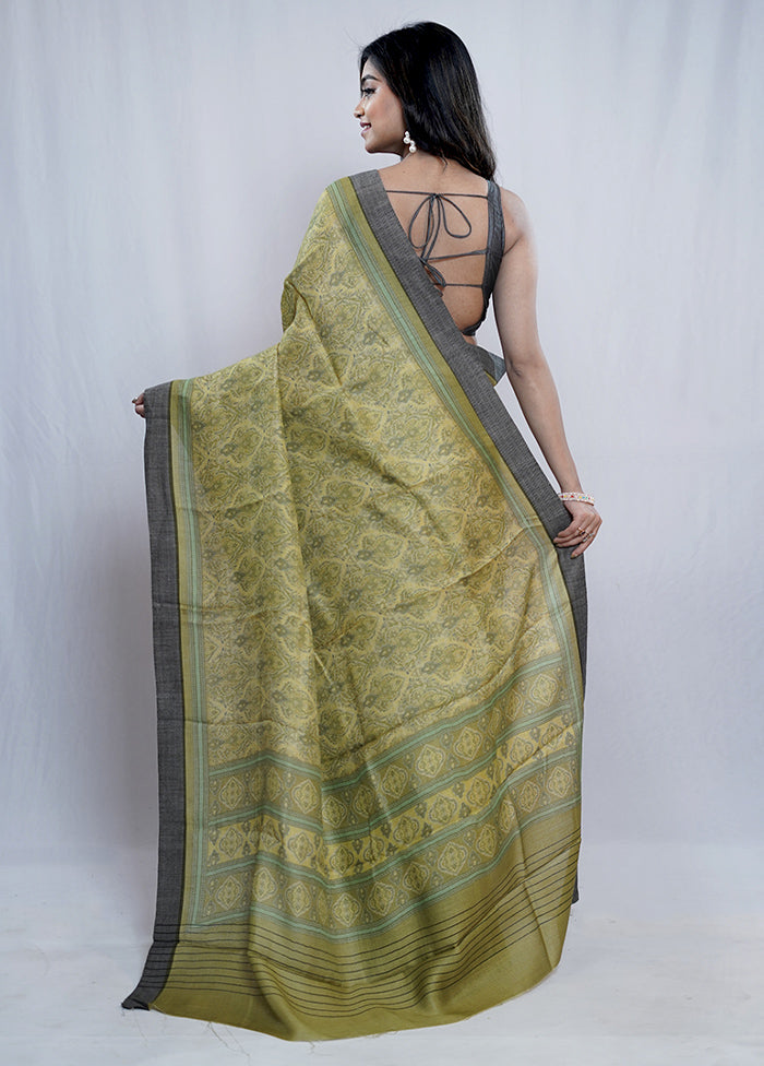 Green Tussar Silk Saree With Blouse Piece - Indian Silk House Agencies