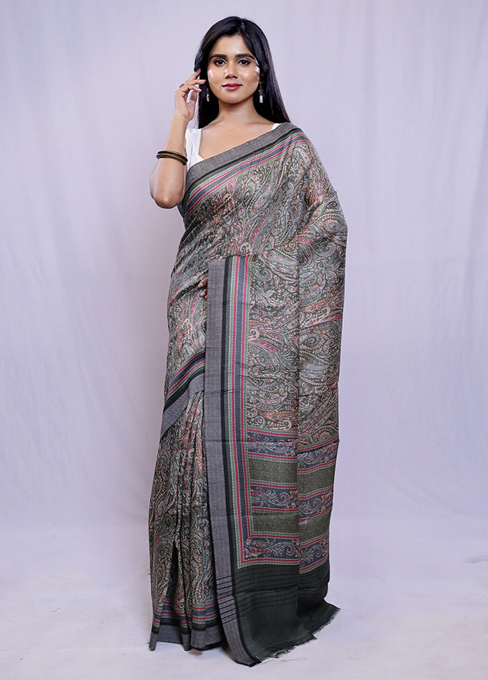 Green Tussar Silk Saree With Blouse Piece - Indian Silk House Agencies