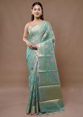 Green Organza Saree With Blouse Piece - Indian Silk House Agencies