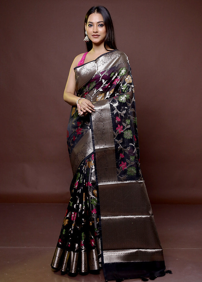 Black Organza Saree With Blouse Piece