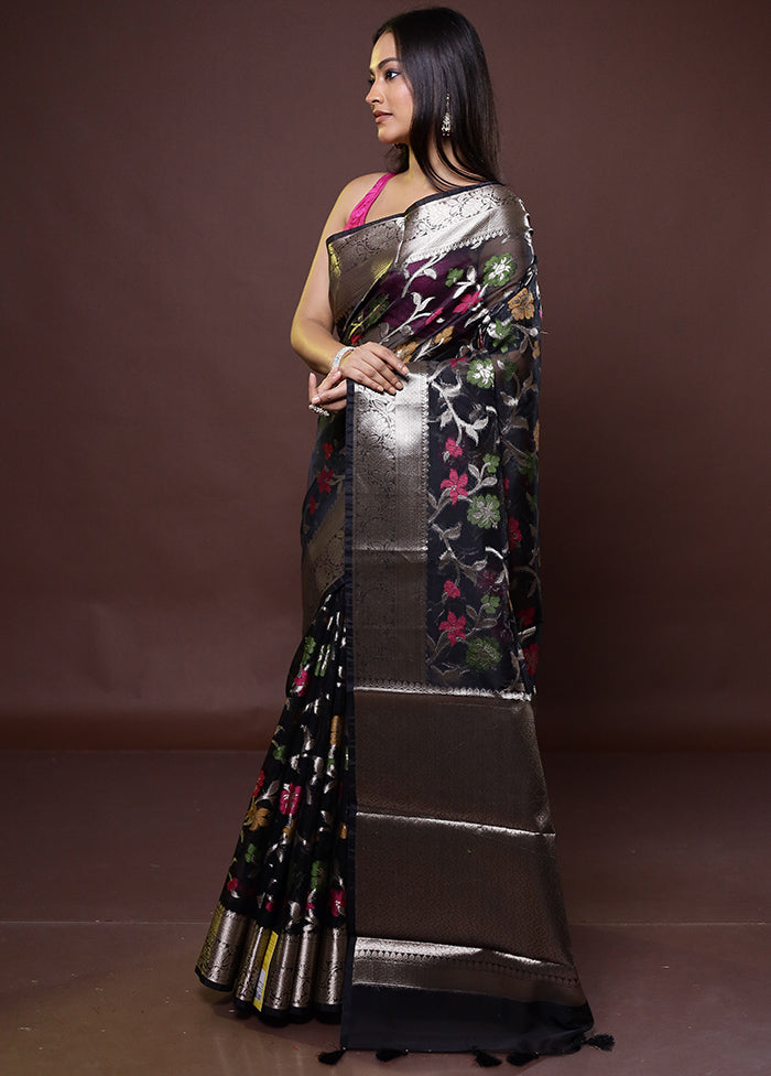 Black Organza Saree With Blouse Piece