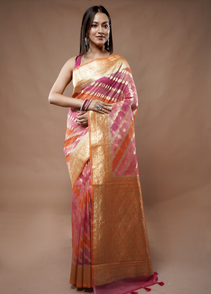 Multicolor Organza Saree With Blouse Piece - Indian Silk House Agencies