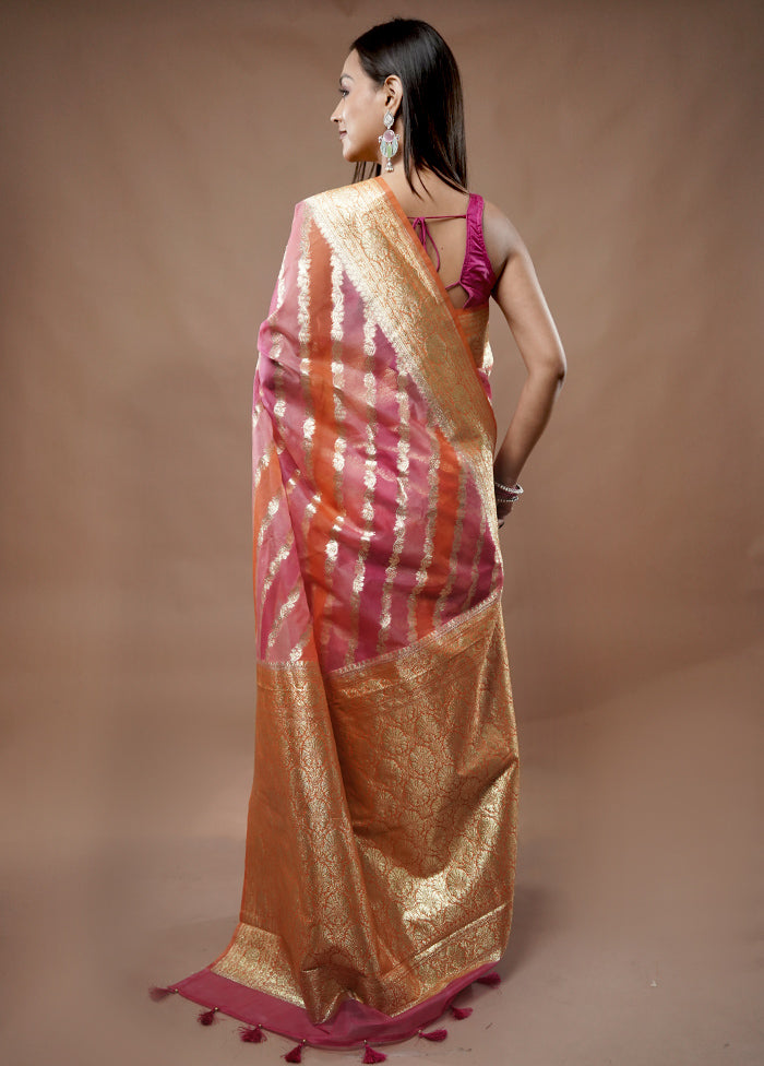 Multicolor Organza Saree With Blouse Piece - Indian Silk House Agencies