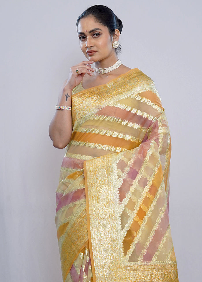 Multicolor Organza Saree With Blouse Piece - Indian Silk House Agencies