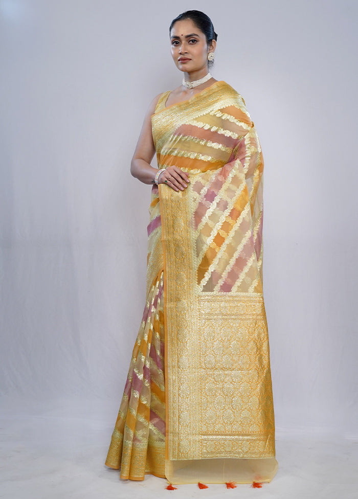 Multicolor Organza Saree With Blouse Piece - Indian Silk House Agencies