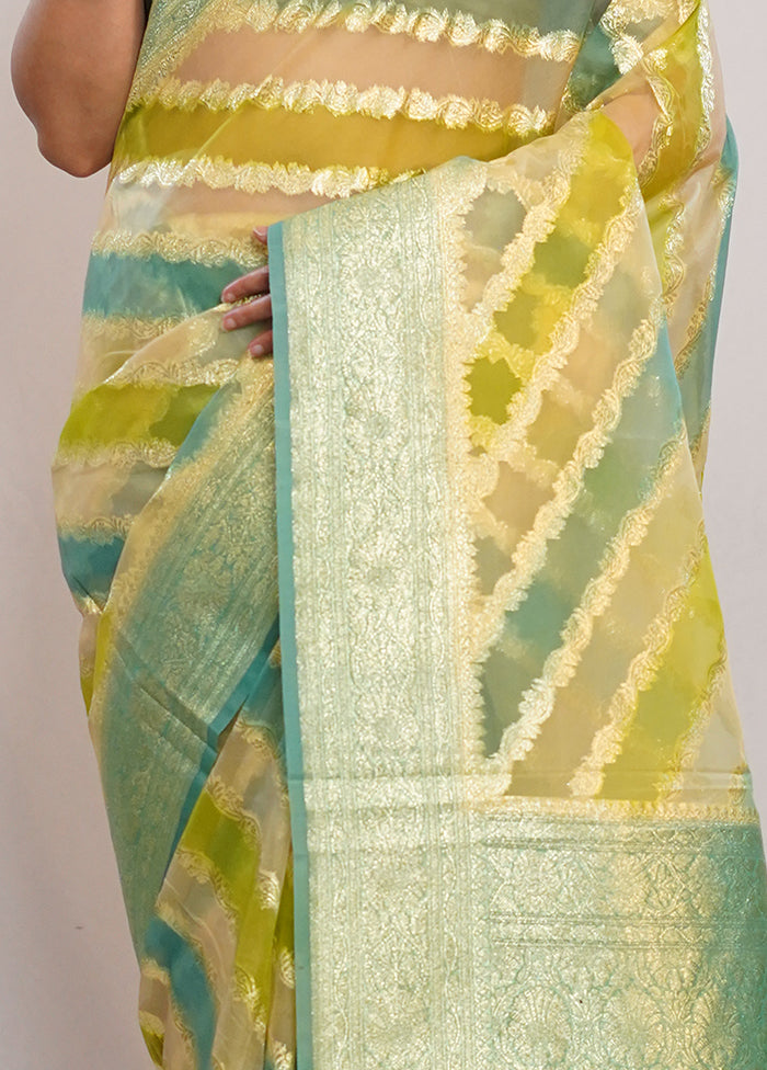 Multicolor Organza Saree With Blouse Piece - Indian Silk House Agencies