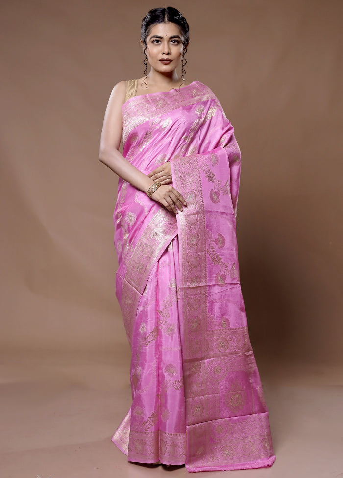 Pink Dupion Silk Saree With Blouse Piece - Indian Silk House Agencies