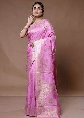 Pink Dupion Silk Saree With Blouse Piece - Indian Silk House Agencies