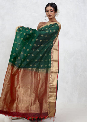 Green Kanjivaram Silk Saree With Blouse Piece