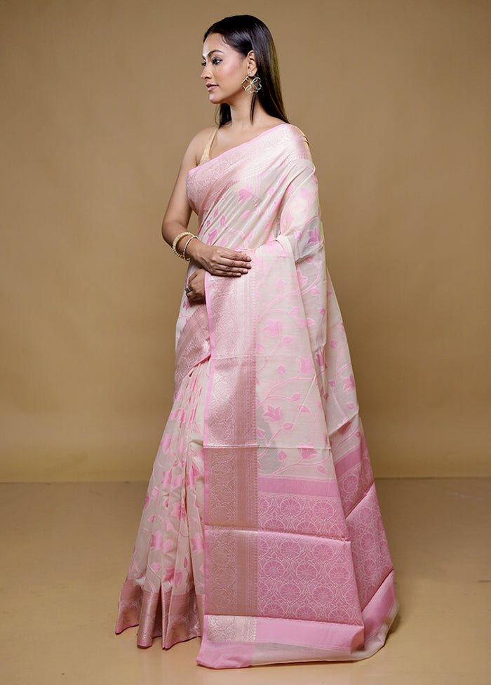 Cream Cotton Saree With Blouse Piece