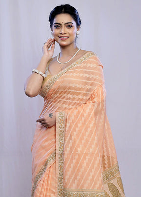 Peach Cotton Saree With Blouse Piece - Indian Silk House Agencies