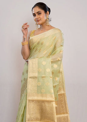 Green Kora Silk Saree With Blouse Piece - Indian Silk House Agencies