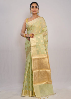 Green Kora Silk Saree With Blouse Piece - Indian Silk House Agencies