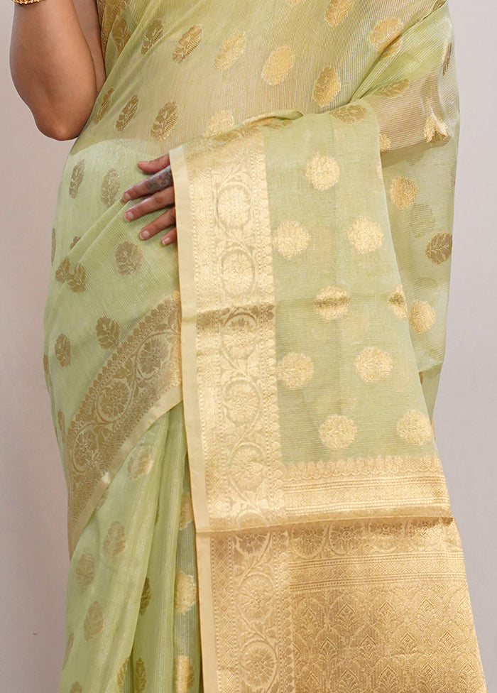 Green Kora Silk Saree With Blouse Piece - Indian Silk House Agencies