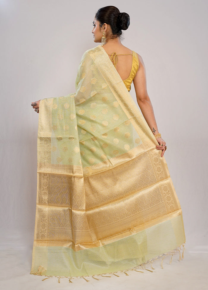 Green Kora Silk Saree With Blouse Piece - Indian Silk House Agencies