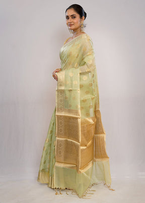 Green Kora Silk Saree With Blouse Piece - Indian Silk House Agencies