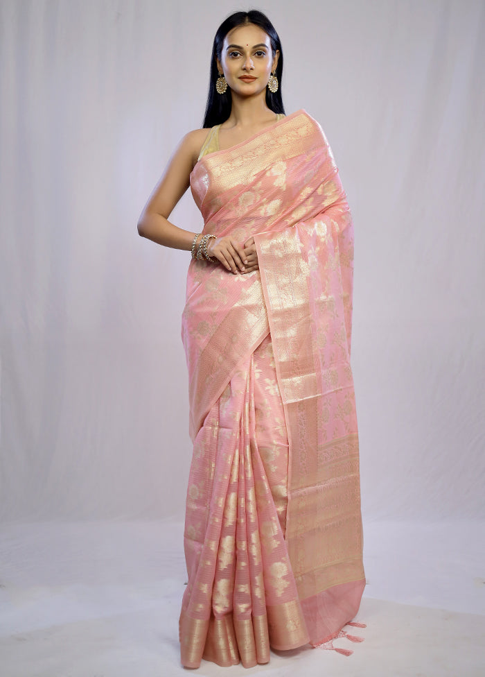 Pink Kora Silk Saree With Blouse Piece - Indian Silk House Agencies