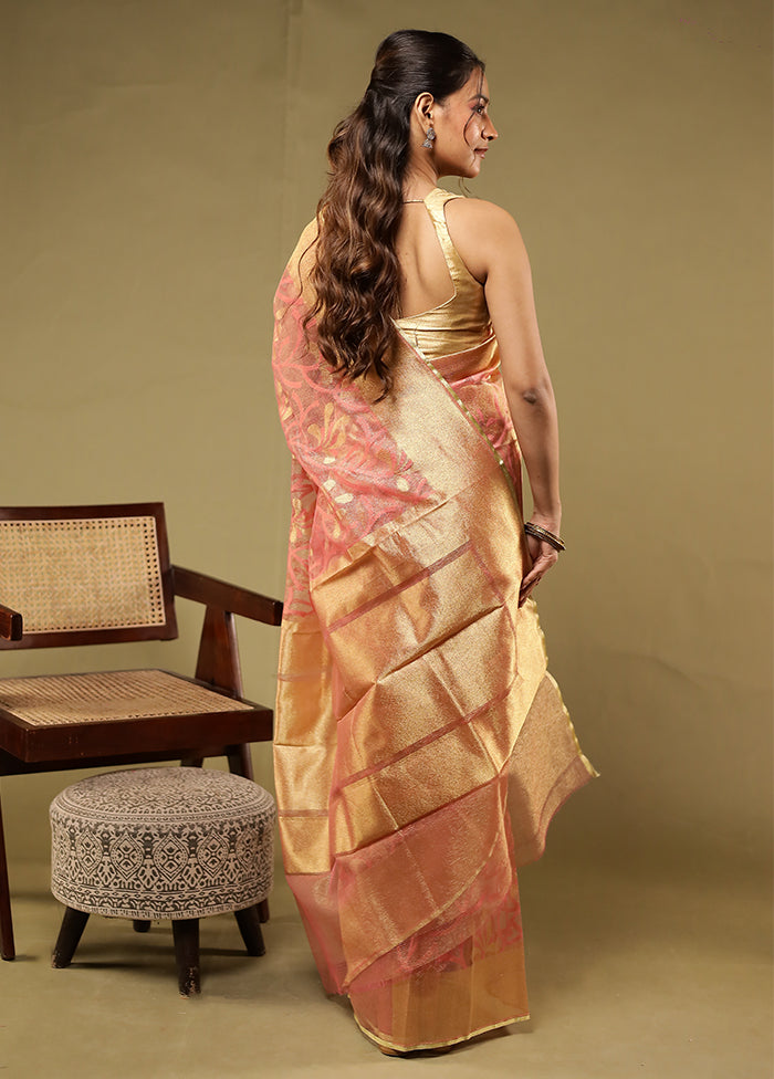 Pink Net Saree With Blouse Piece