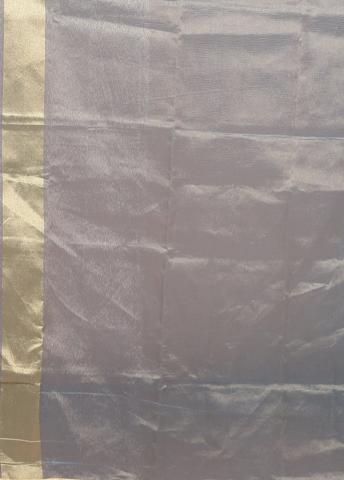 Blue Net Saree With Blouse Piece