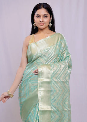 Green Kora Silk Saree With Blouse Piece - Indian Silk House Agencies