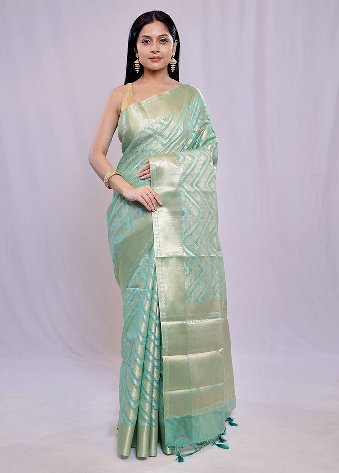 Green Kora Silk Saree With Blouse Piece - Indian Silk House Agencies