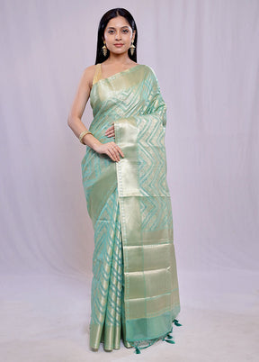 Green Kora Silk Saree With Blouse Piece - Indian Silk House Agencies