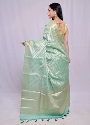 Green Kora Silk Saree With Blouse Piece - Indian Silk House Agencies