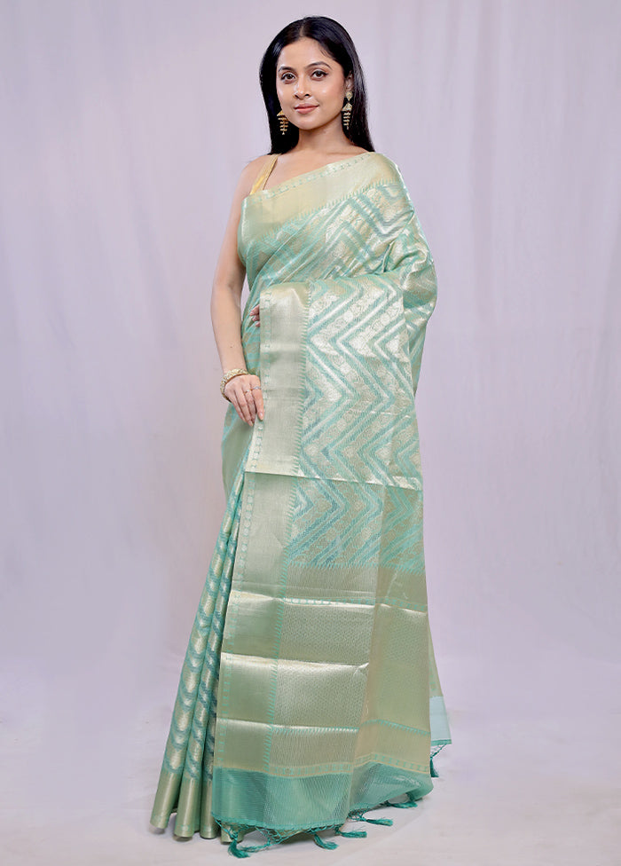 Green Kora Silk Saree With Blouse Piece - Indian Silk House Agencies