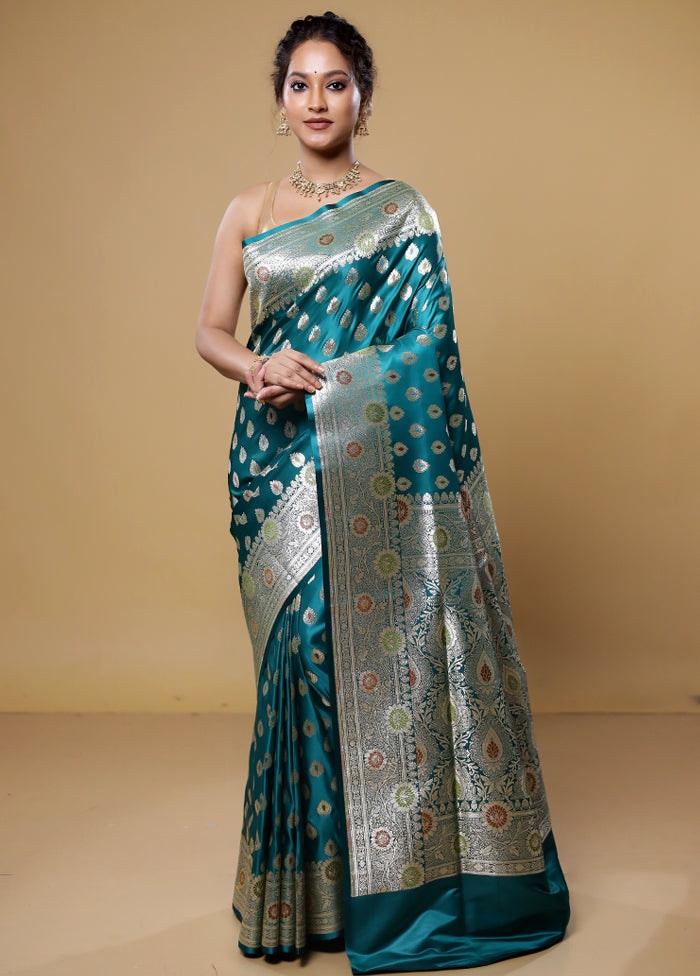 Green Banarasi Silk Saree With Blouse Piece