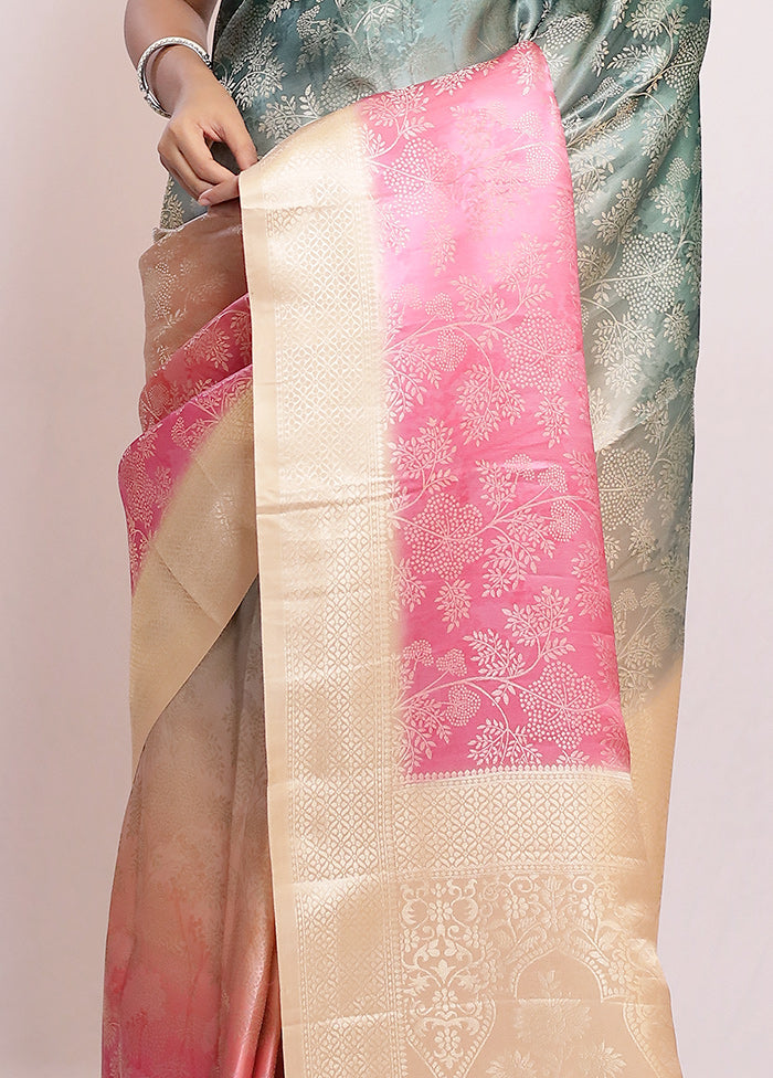 Multicolor Dupion Silk Saree With Blouse Piece - Indian Silk House Agencies