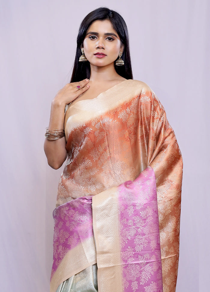 Multicolor Dupion Silk Saree With Blouse Piece - Indian Silk House Agencies