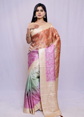 Multicolor Dupion Silk Saree With Blouse Piece - Indian Silk House Agencies