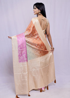 Multicolor Dupion Silk Saree With Blouse Piece - Indian Silk House Agencies