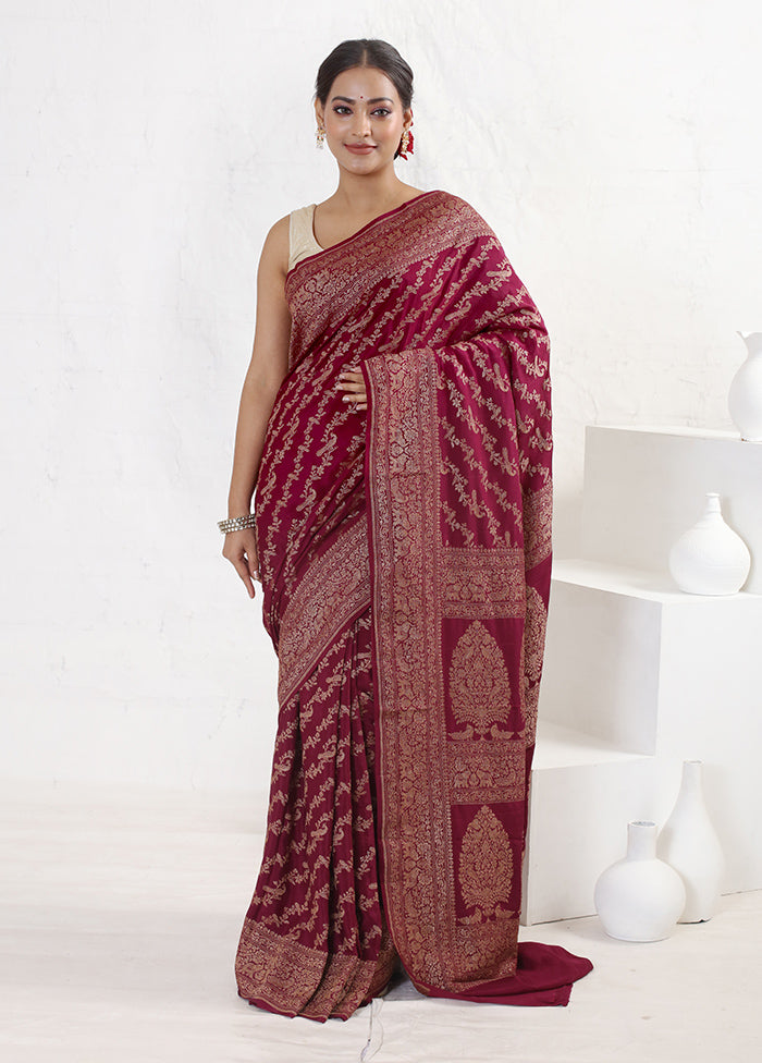 Maroon Pure Georgette Saree With Blouse Piece - Indian Silk House Agencies