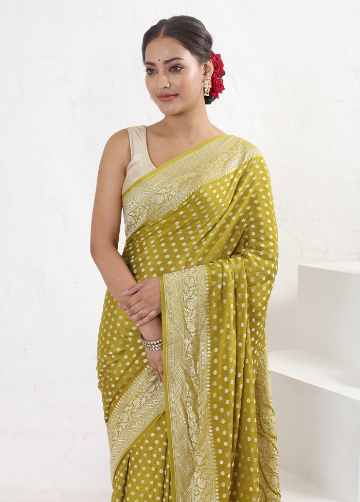 Green Pure Georgette Saree With Blouse Piece - Indian Silk House Agencies