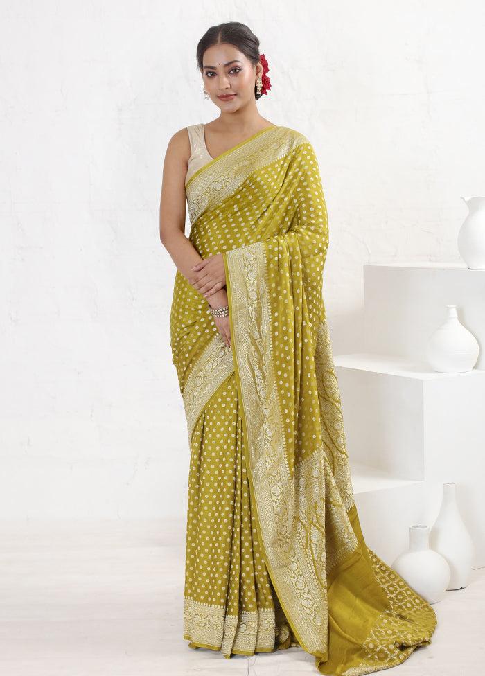 Green Pure Georgette Saree With Blouse Piece - Indian Silk House Agencies