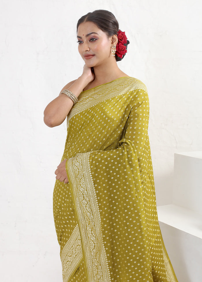 Green Pure Georgette Saree With Blouse Piece - Indian Silk House Agencies