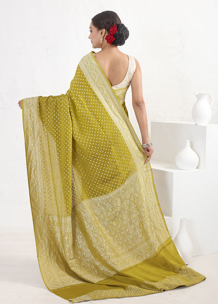 Green Pure Georgette Saree With Blouse Piece - Indian Silk House Agencies