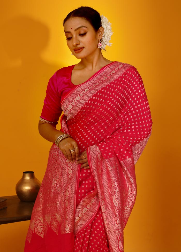 Pink Pure Georgette Saree With Blouse Piece - Indian Silk House Agencies