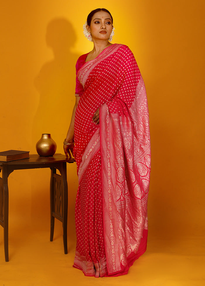 Pink Pure Georgette Saree With Blouse Piece - Indian Silk House Agencies