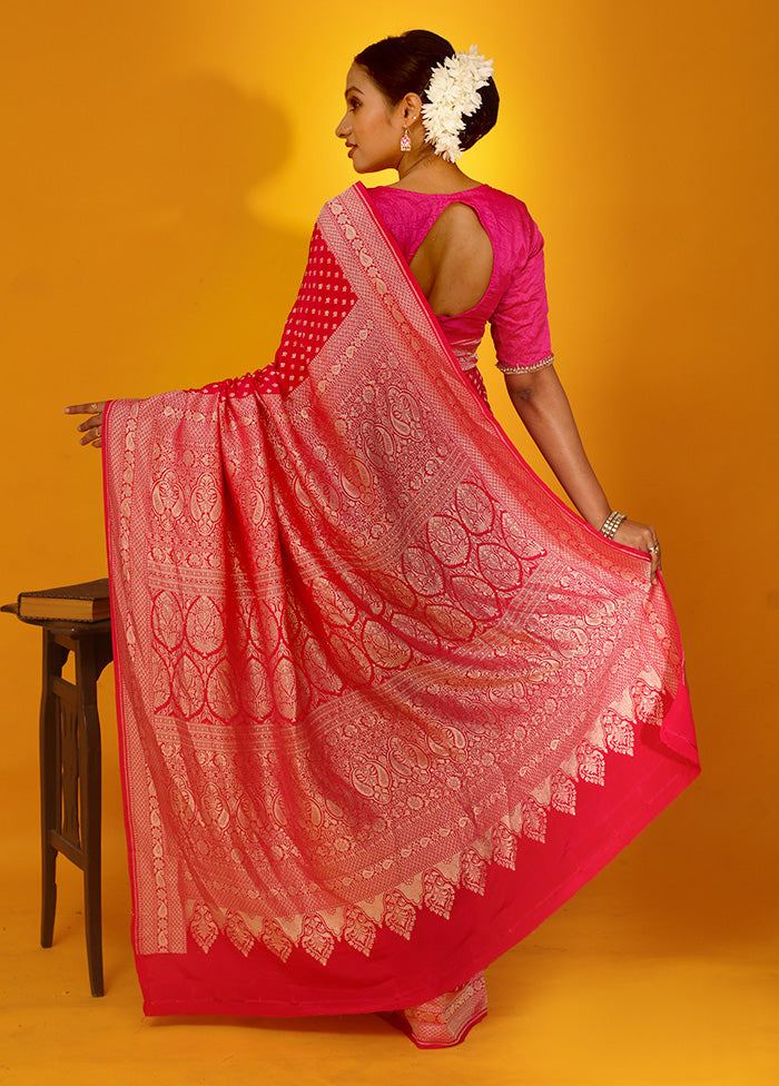 Pink Pure Georgette Saree With Blouse Piece - Indian Silk House Agencies