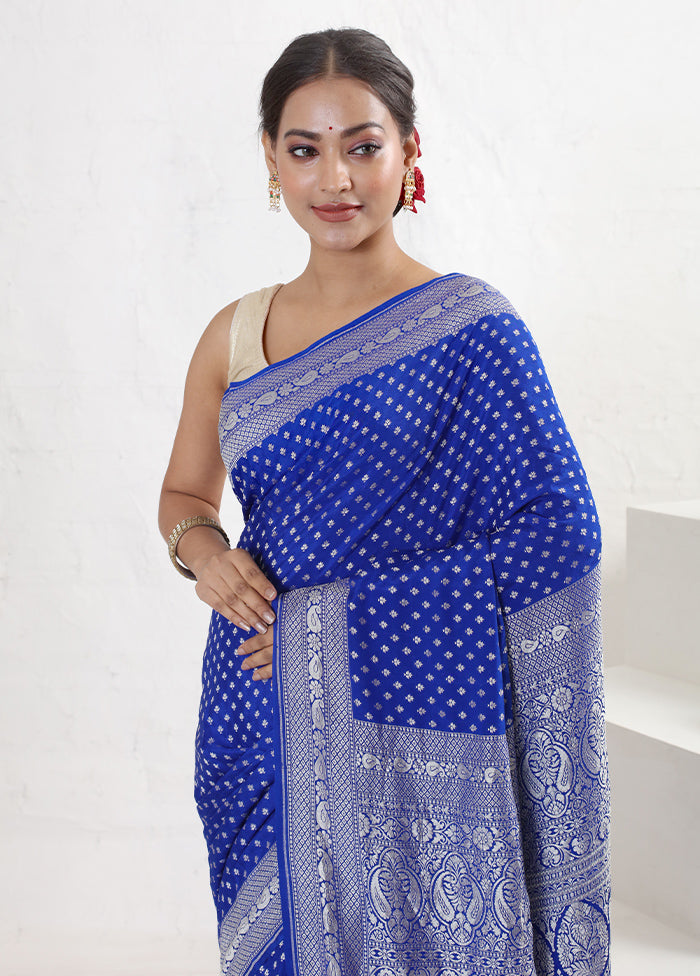 Blue Pure Georgette Saree With Blouse Piece - Indian Silk House Agencies