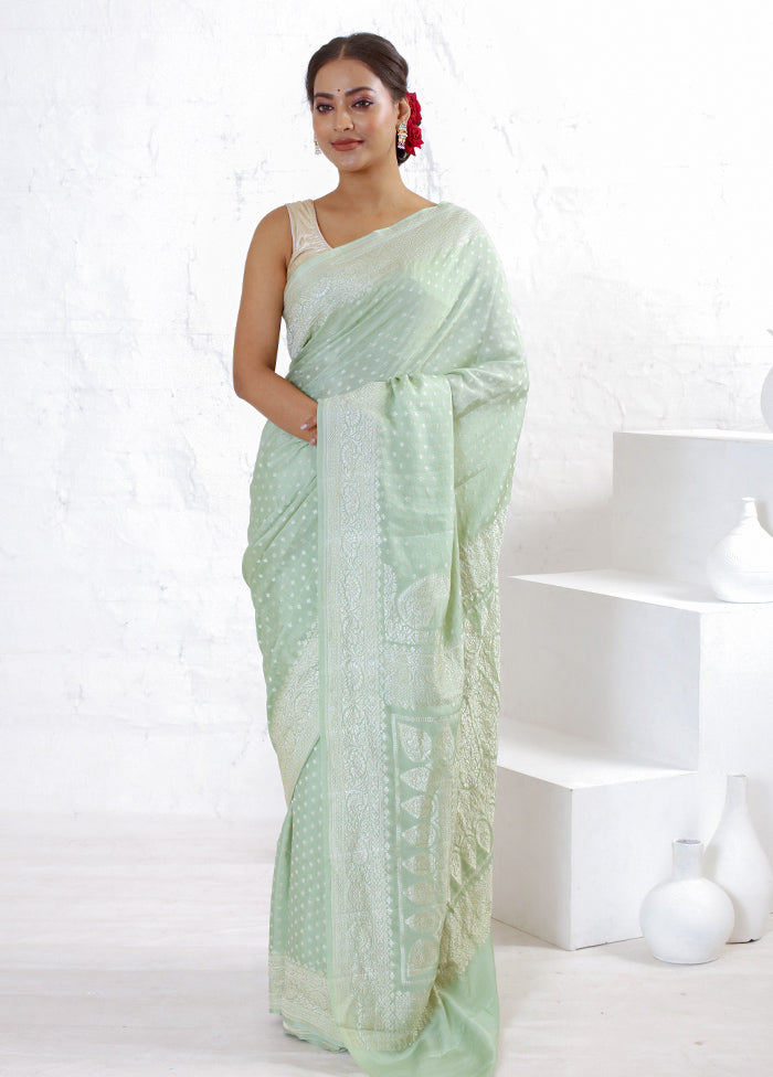 Green Pure Georgette Saree With Blouse Piece - Indian Silk House Agencies