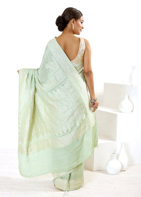 Green Pure Georgette Saree With Blouse Piece - Indian Silk House Agencies